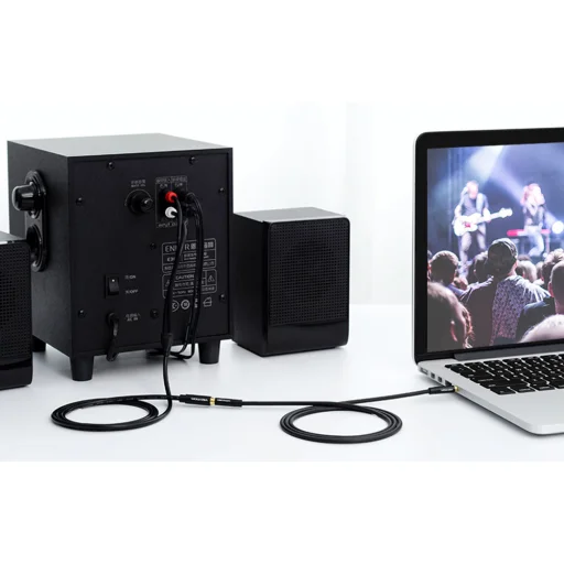 Audio kábel 3,5mm Női Jack - 2x RCA Férfi Vention VAB-R01-B200 2m Fekete - 3