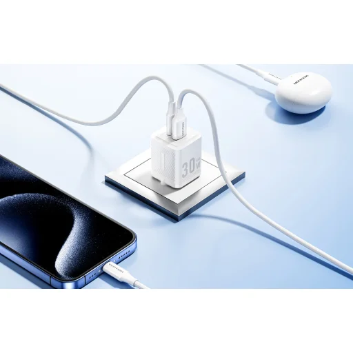 Fali töltő, Vention, FEQB0-EU, USB-C, USB-A, 30W/30W, GaN (fekete) - 5