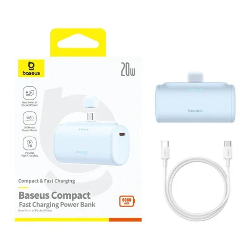 Baseus Compact USB-C Powerbank 5000mAh, 20W (kék) - 8