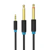3,5 mm TRS férfi - 2x 6,35 mm férfi audió kábel 1m Vention BACBF (fekete)
