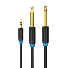 3,5 mm TRS férfi - 2x 6,35 mm férfi audió kábel 1m Vention BACBF (fekete)