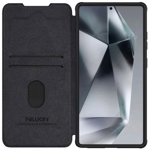 Nillkin Qin Pro fliptok Samsung Galaxy S25 Ultra-hoz kamerafedéllel - fekete tok - 3