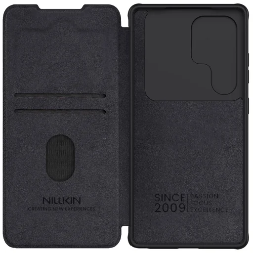 Nillkin Qin Pro fliptok Samsung Galaxy S25 Ultra-hoz kamerafedéllel - fekete tok - 5