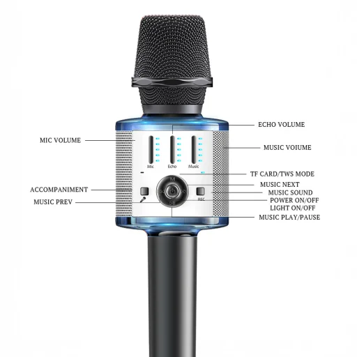 Yesido Karaoke bluetooth mikrofon KR10 fekete, - 4
