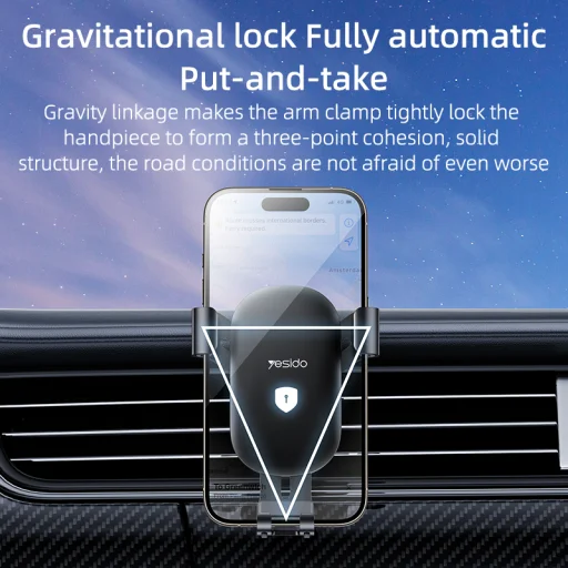 Yesido Gravity autós telefontartó C243 szellőzőre fekete - 3