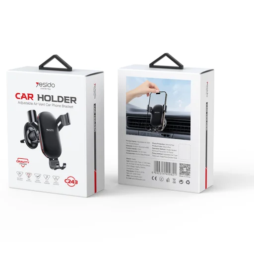 Yesido Gravity autós telefontartó C243 szellőzőre fekete - 7