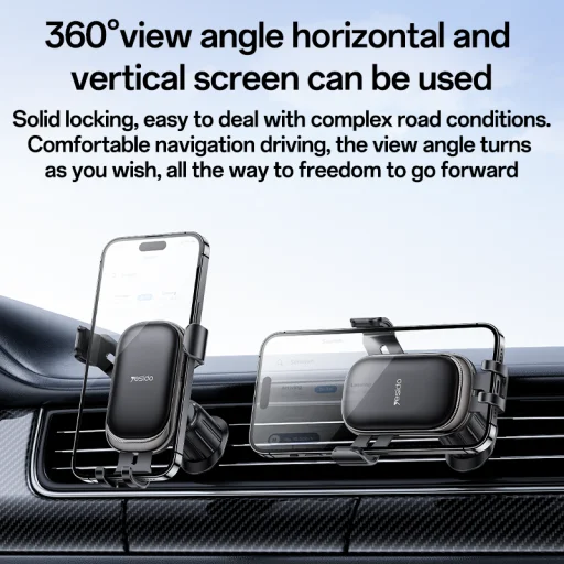 Yesido Gravity autós telefontartó C247 szellőzőre fekete - 2