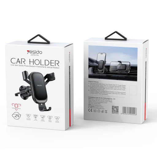 Yesido Gravity autós telefontartó C247 szellőzőre fekete - 6