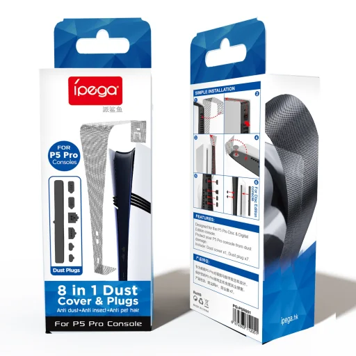 iPega P5R001 porvédő és dugók PS5 Pro-hoz fekete - 6