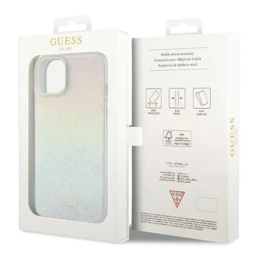 Guess IML Facettált Tükör Disco Iridescent tok iPhone 15 - többszínű - 8
