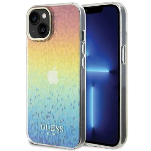 Guess IML Facettált Tükör Disco Iridescent tok iPhone 15 - többszínű - 1