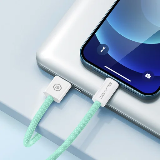 Blavec Cable Candy fonott - USB Lightning kábel - 2,4A 1 méter (CCA-UL24GN10) zöld - 5