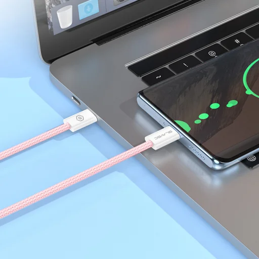 Blavec Cable Candy fonott - USB-C Lightning kábel - PD 20W 2,4A 2 méter (CCA-CL24P20) rózsaszín - 4
