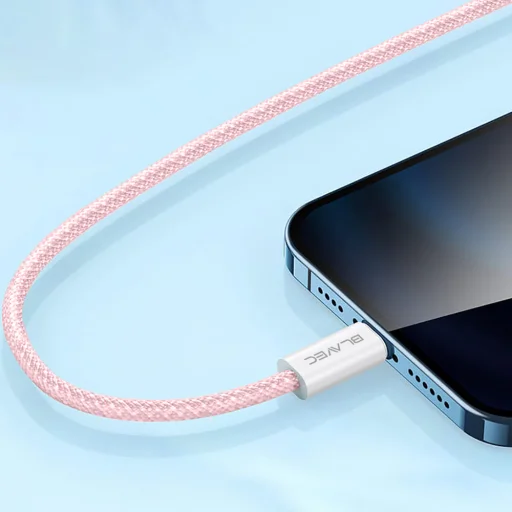 Blavec Cable Candy fonott - USB-C Lightning kábel - PD 20W 2,4A 2 méter (CCA-CL24P20) rózsaszín - 5