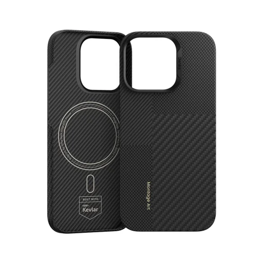  iPhone 16 Pro fekete Benks Montage Magnetic Armor Air Kevlar tok PC keret 600D+1500D (MB65) - 2