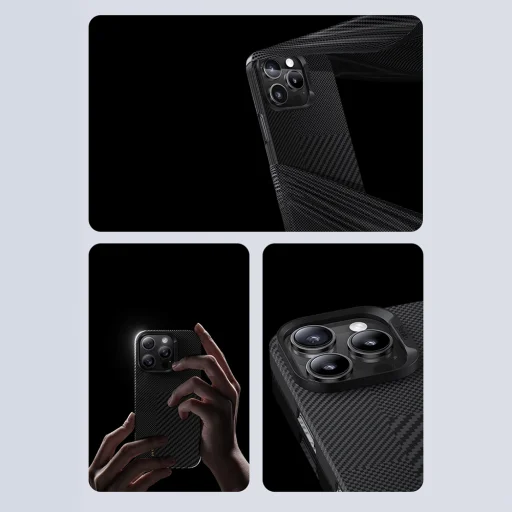  iPhone 16 Pro fekete Benks Montage Magnetic Armor Air Kevlar tok PC keret 600D+1500D (MB65) - 5