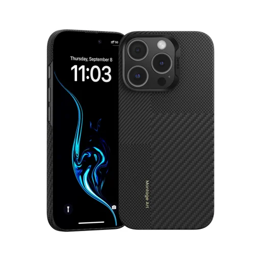  iPhone 16 Pro fekete Benks Montage Magnetic Armor Air Kevlar tok PC keret 600D+1500D (MB65) - 1