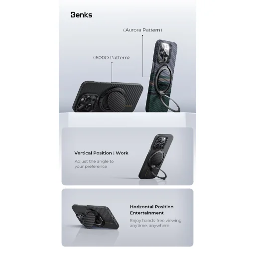 Benks Ring holder Grip 600D mágneses fekete - 5