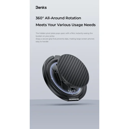 Benks Ring holder Grip 600D mágneses fekete - 6