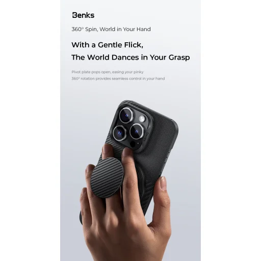 Benks Ring holder Grip 600D mágneses fekete - 8