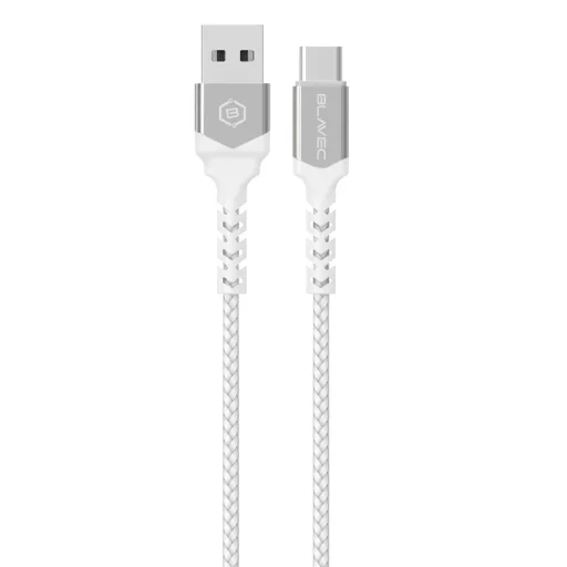 Blavec Cable Raptor fonott - USB Type-C - 3A 1 méter Apple CarPlay/Android Auto (CRA-UC3WS10) fehér-ezüst - 2