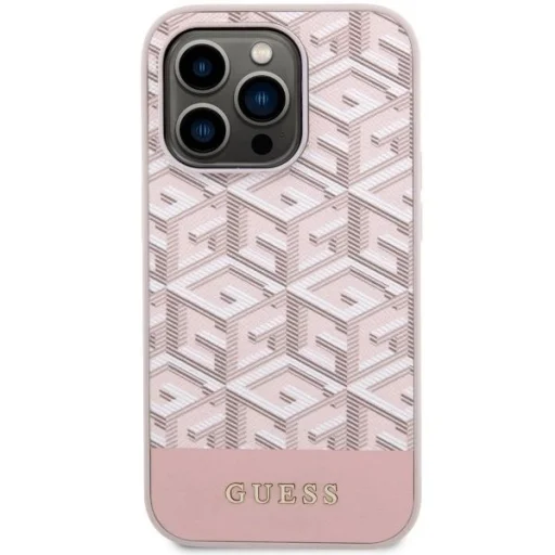 Guess GUHMP14XHGCFSEP iPhone 14 Pro Max 6.7" rózsaszín/kemény tok GCube Csíkok MagSafe tok - 3