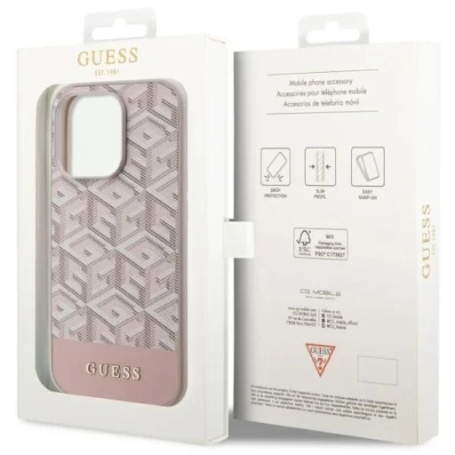 Guess GUHMP14XHGCFSEP iPhone 14 Pro Max 6.7" rózsaszín/kemény tok GCube Csíkok MagSafe tok - 8