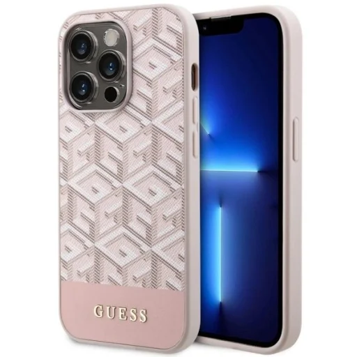 Guess GUHMP14XHGCFSEP iPhone 14 Pro Max 6.7" rózsaszín/kemény tok GCube Csíkok MagSafe tok - 1