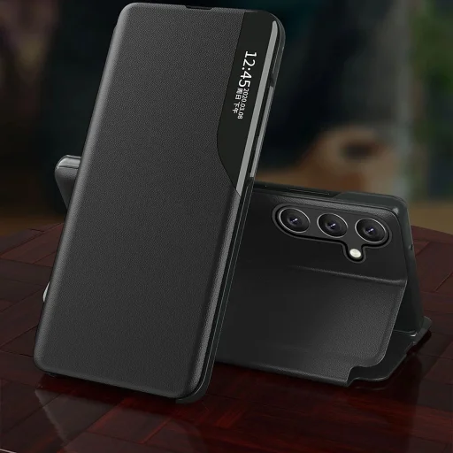 Eco Leather View fliptok Samsung Galaxy A16 / A16 5G-hez klappal és támasztékkal - fekete - 6