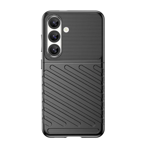 Thunder tok Samsung Galaxy S25 szilikon páncél tok fekete - 1