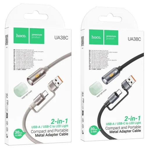 HOCO kábel USB A / Type C LED fénnyel UA38C arany - 6