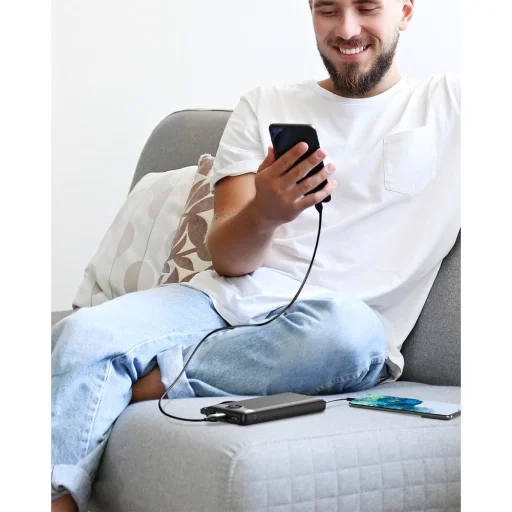 VEGER powerbank 10 000 mAh beépített kábelekkel Micro USB / Type C / Lightning C10 (W1116) fekete - 7