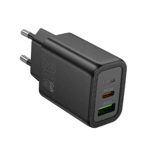 HOCO fali töltő USB A + Type C PD QC3.0 3A 20W N61 fekete - 1