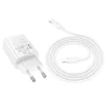 HOCO fali töltő USB A + Type C + kábel Type C to Lightning PD QC3.0 3A 30W N63 fehér - 2