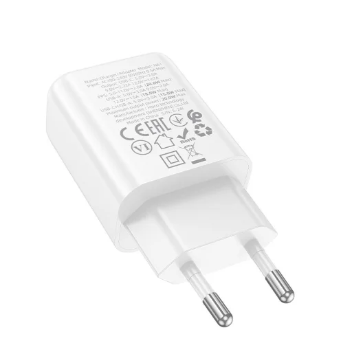 HOCO fali töltő USB A + Type C PD QC3.0 3A 20W N61 fehér - 3