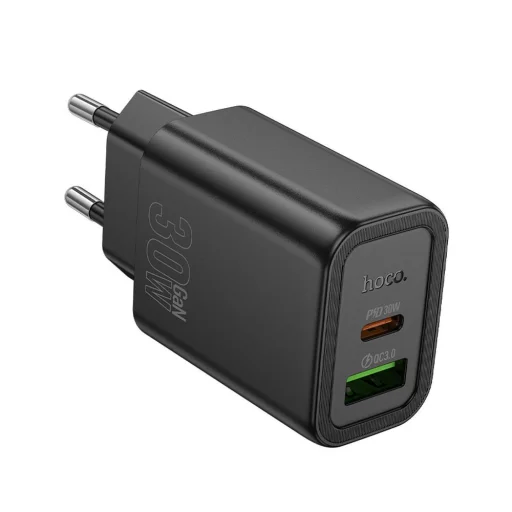 HOCO fali töltő USB A + Type C PD QC3.0 3A 30W N63 fekete - 2