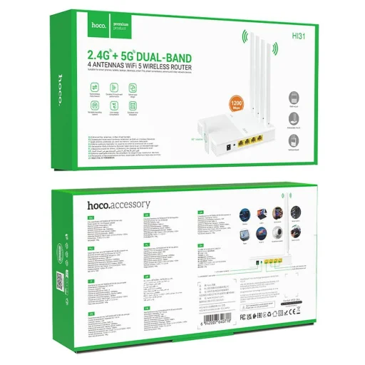 HOCO vezeték nélküli router WiFi5 HI31 fehér - 9
