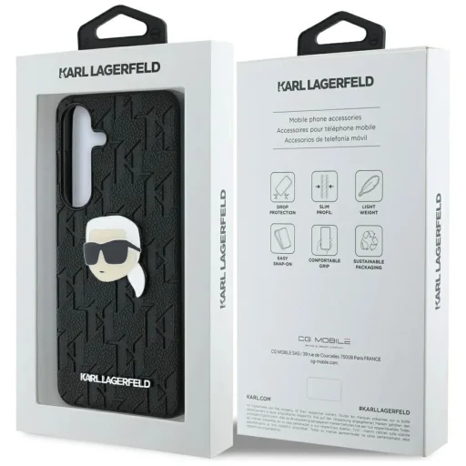 Karl Lagerfeld Leather Monogram Pin Logo Karl Head Samsung Galaxy S25 Plus fekete tok - 8