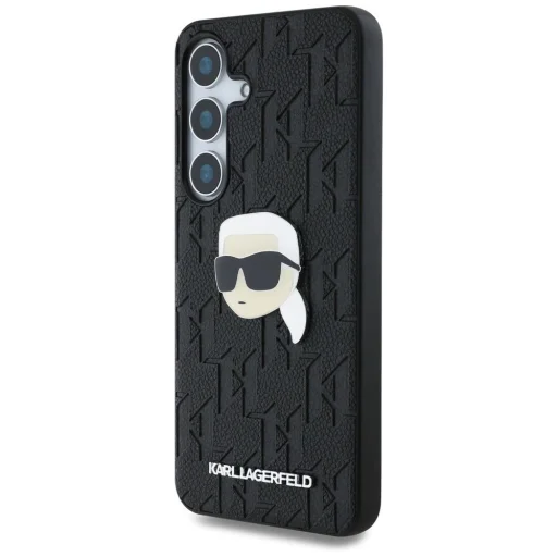 Karl Lagerfeld Leather Monogram Pin Logo Karl Head Samsung Galaxy S25 Plus fekete tok - 2