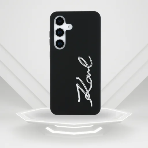 Karl Lagerfeld Szilikon Fém Aláírásos Logó Samsung Galaxy S25 fekete tok - 3
