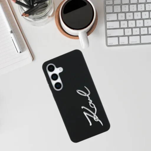 Karl Lagerfeld Szilikon Fém Aláírásos Logó Samsung Galaxy S25 fekete tok - 4