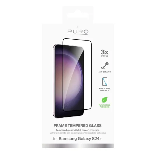 Puro Frame edzett üveg fekete kerettel Samsung Galaxy S25+ / S24+ üvegfólia - 2