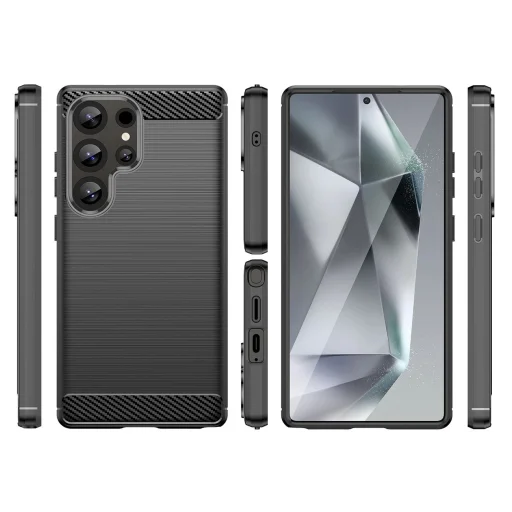 Samsung Galaxy S25 Ultra Szilikon Carbon tok - fekete tok - 2