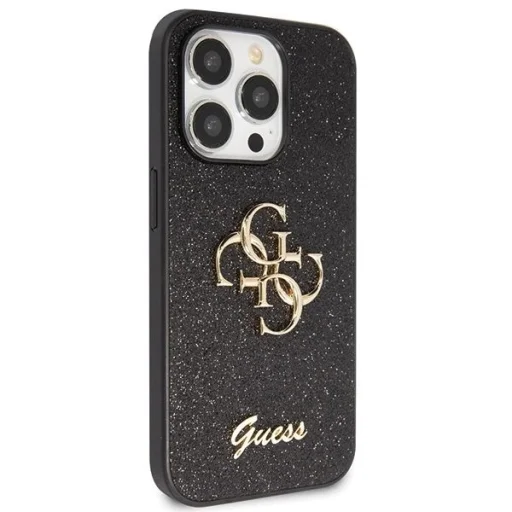 Guess GUHCP14XHG4SGK tok iPhone 14 Pro Max 6.7" - fekete Csillogó Írás Nagy 4G tok - 4
