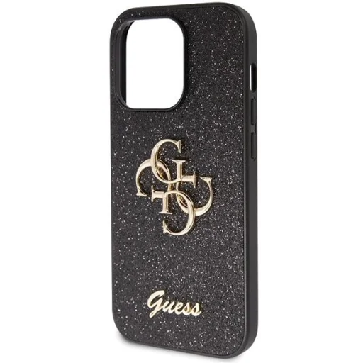 Guess GUHCP14XHG4SGK tok iPhone 14 Pro Max 6.7" - fekete Csillogó Írás Nagy 4G tok - 6
