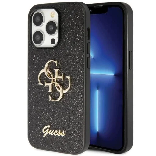 Guess GUHCP14XHG4SGK tok iPhone 14 Pro Max 6.7" - fekete Csillogó Írás Nagy 4G tok - 1