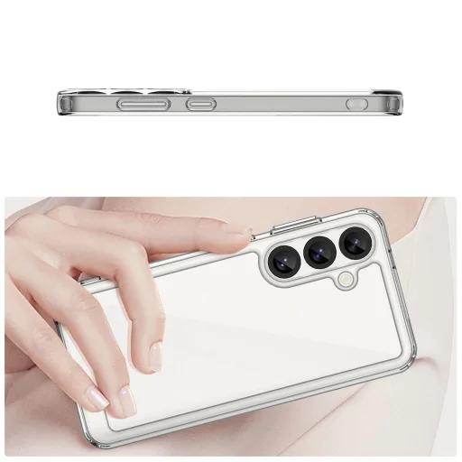 Szilikon tok Outer Space Case zselés kerettel Samsung Galaxy S25-höz - átlátszó-fekete tok - 4