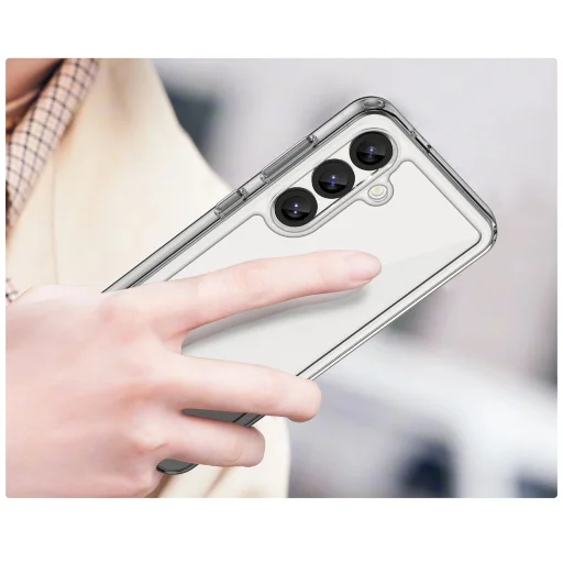 Szilikon tok Outer Space Case zselés kerettel Samsung Galaxy S25-höz - átlátszó-fekete tok - 5