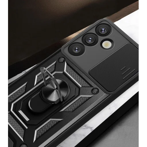 Páncélozott Hybrid Armor Camshield tok kameravédővel és fém gyűrűvel Samsung Galaxy S25+ - fekete tok - 7