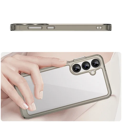 Szilikon tok Outer Space Case zselés kerettel Samsung Galaxy S25+ - átlátszó-fekete tok - 4